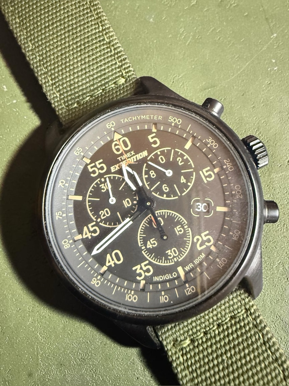 Timex Expedition Men's Green Field Chronograph Watch Brand New with box/ papers